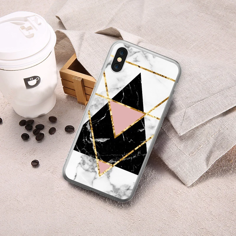 KISSCASE Triangle Marble Soft TPU Case For iPhone X 8 7 6 6S Plus 5 5S SE Capinhas Accessories |