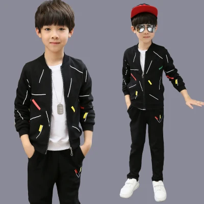 2021 Spring New Children's Clothing Set Boys Fall Casual Clothes Suit Male Kids Patches Spliced Sportswear 2 Pcs Tracksuit X78 |