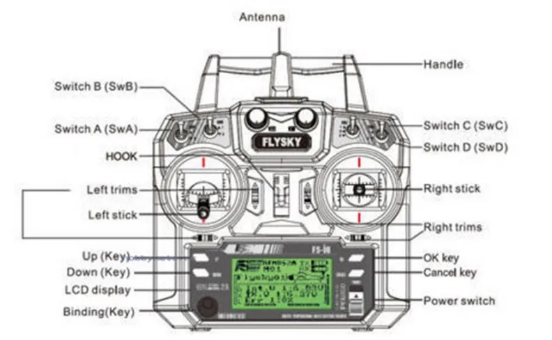 FlySky afafhds 6CH передатчик и легкий вес Receiver режим приемника 2 (левая дроссельная