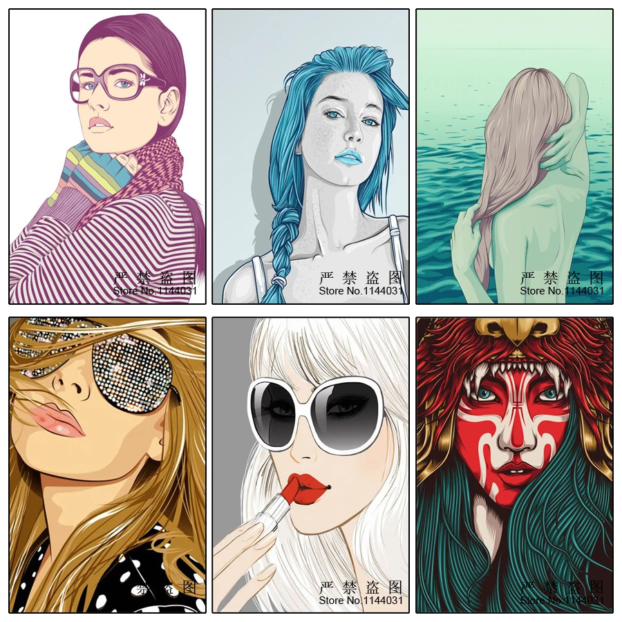 

Portrait Square Drill Modern Home Decoration 5D Diy Diamond Painting Cartoon Fashion Girl Needlework Full Diamond Embroidery