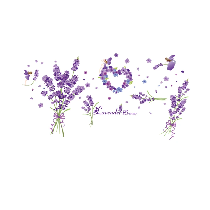 [Dreamarts] фиолетовый Lavenders стикер на стену s ПВХ материал DIY цветы домашний декор