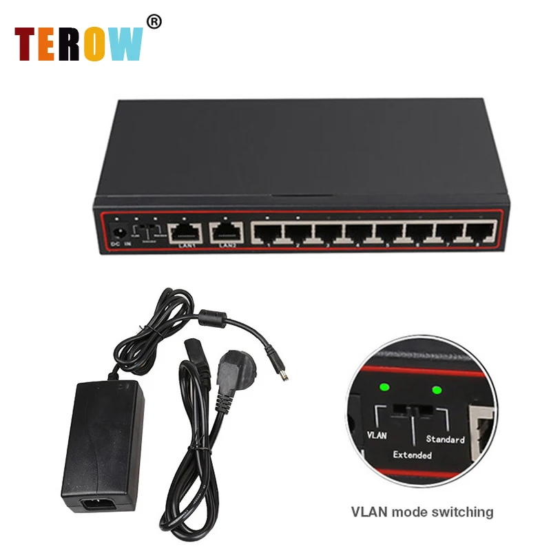 Новые 8+ 2 Порты Spoe переключатель 250 м SPOE Мощность Over Ethernet переключатель SPOE сети IP Камера 10/100 Мбит сетевой Vlan умный переключатель