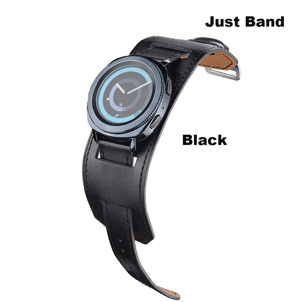 20 мм браслет ремешок для Huami Amazfit Bip Gtr 42 мм кожаный ремешок для samsung Galaxy Active 42 мм Шестерня S2 S4 Pulsera Correa - Цвет: Black