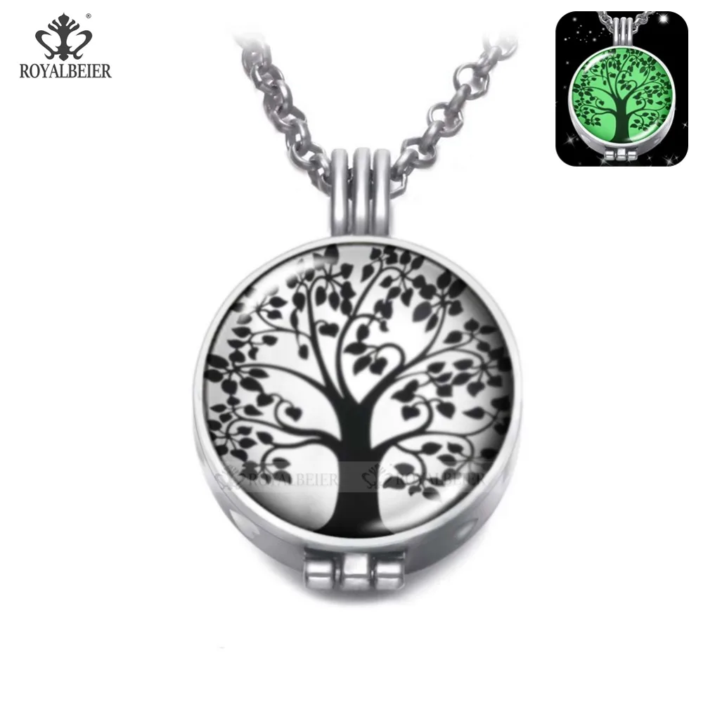 

1pcs Glowing Snap Pendant Necklace Life Tree Snap Button Unicor Charms Luminous Necklace 65cm Link Chain Jewelry Glow In Dark