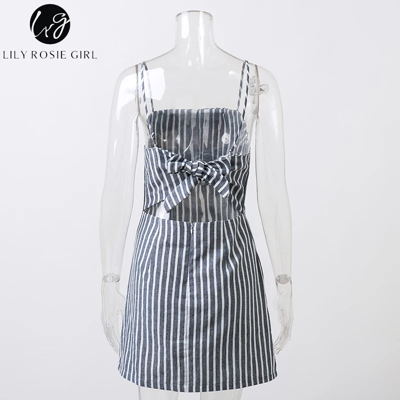 Lily Rosie/серое Полосатое платье с открытыми плечами для девочек Vestidos женское