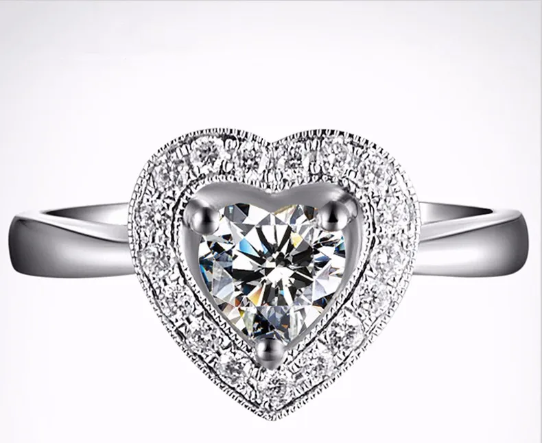 Ювелирное кольцо Moissanite Deluxe 0.5ct сертифицировано FG/vvs1 обручальные кольца для женщин сердце алмаз боковая камень