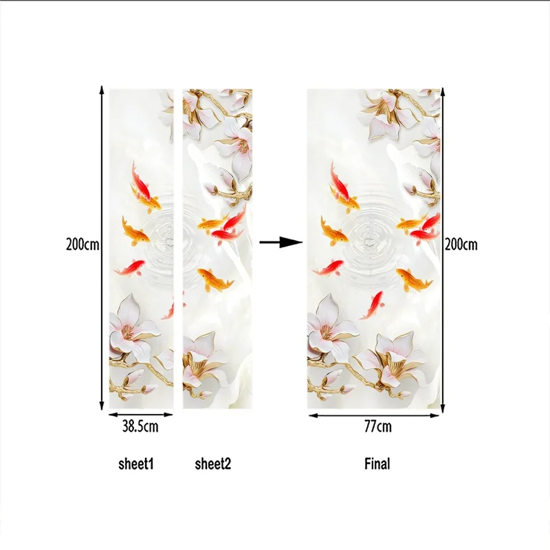 Наклейки на дверь в виде рыбьего цветка европейские 3D водонепроницаемые