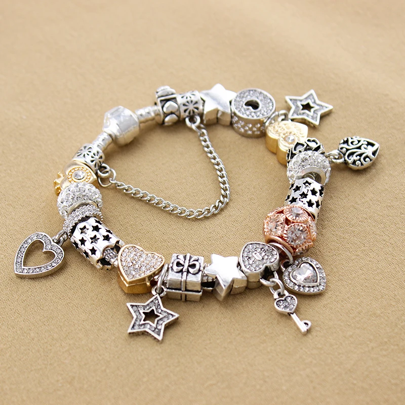 ANNAPAER колье bracciali Donna Taki, очаровательный браслет со звездой и бусинами в форме сердца, подходит для женщин, подарок на свадьбу, День Святого Валентина, B17006