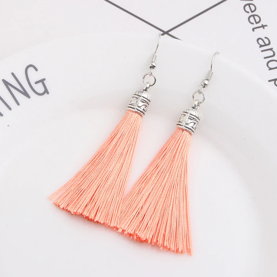 Женские винтажные сережки с кисточками Qtian длинные серьги капельки boho
