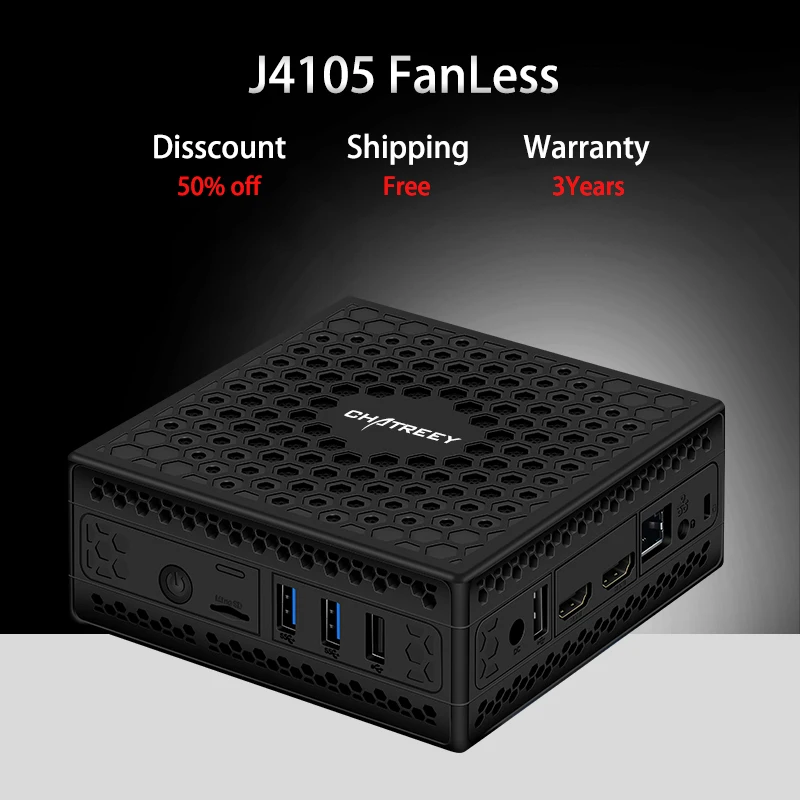 Chatreey AC1-Z безвентиляторный мини ПК Встроенный Intel celeron j3455 j4105 четырехъядерный двойной Дисплей HDMI windows 10 linux HTPC компьютер