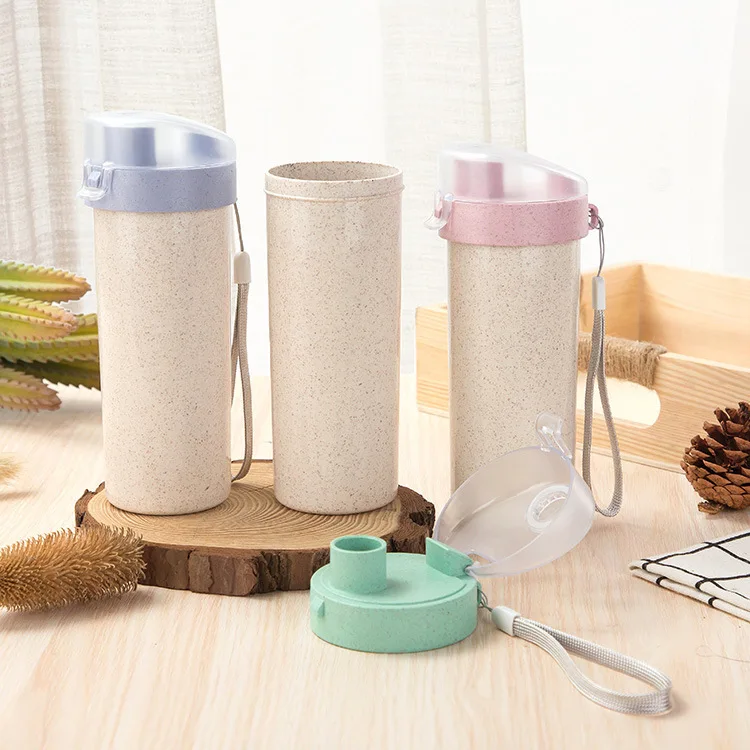 400ml Portable Water Bottle With Drinking Wheat Straw Creative Eco-Friendly Drink For Work Sports School Travel | Дом и сад