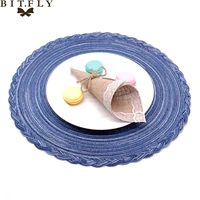 1pcs 38cm round woven placemat table mat heat resistant anti skid bowl drink cup pad mug coasters for home party table decor