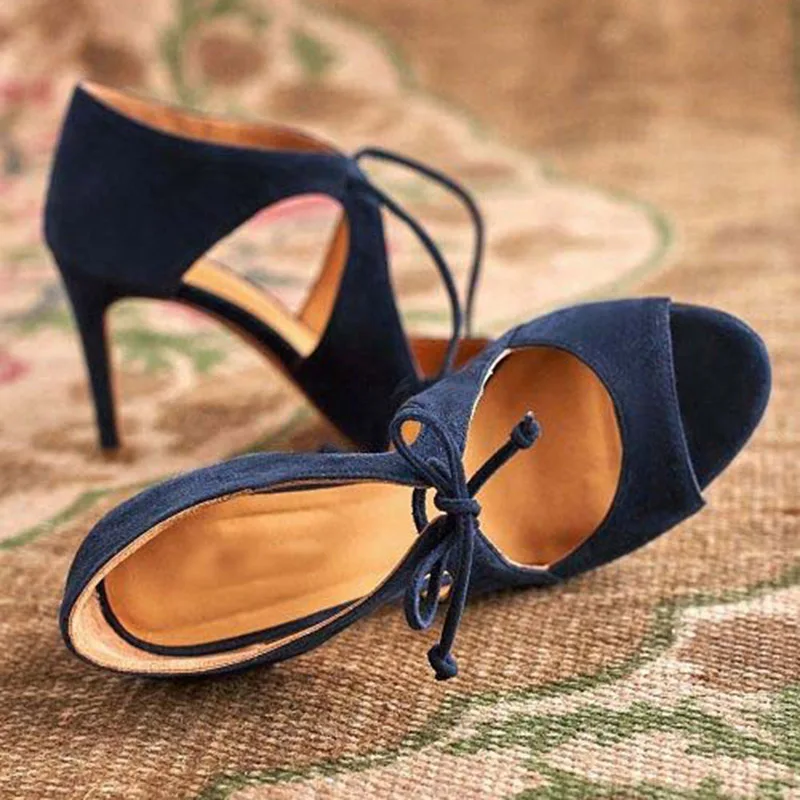Blue Shoes Женские босоножки обувь на высоком каблуке летние босоножки гладиаторы сандалии с открытым носком пикантные туфли на выход; женские сандалии на каблуках; женская обувь размера плюс», дизайн - Цвет: Blue Shoes