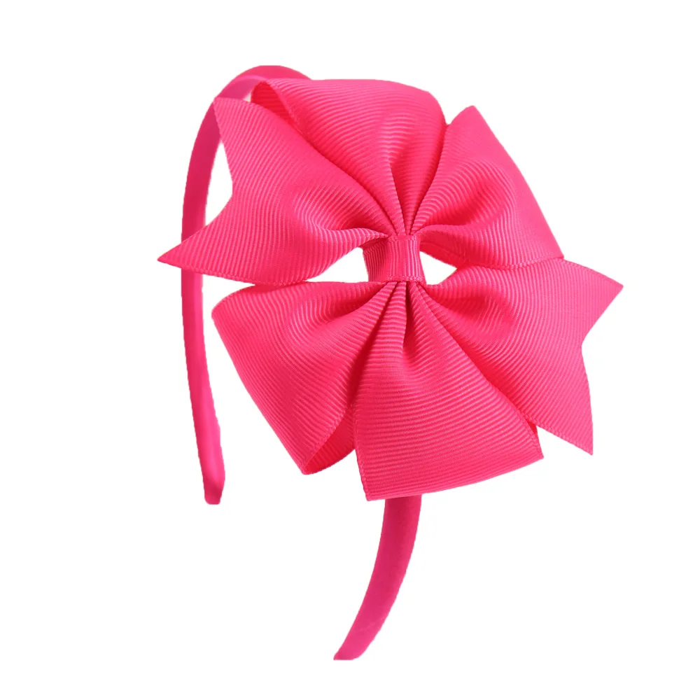 shock pink 4 ''банты для волос ручной работы для девочек, лента для волос, Яркая Цветная корсажная лента, головная повязка для детей, аксессуары для волос из бутика - Цвет: shock pink