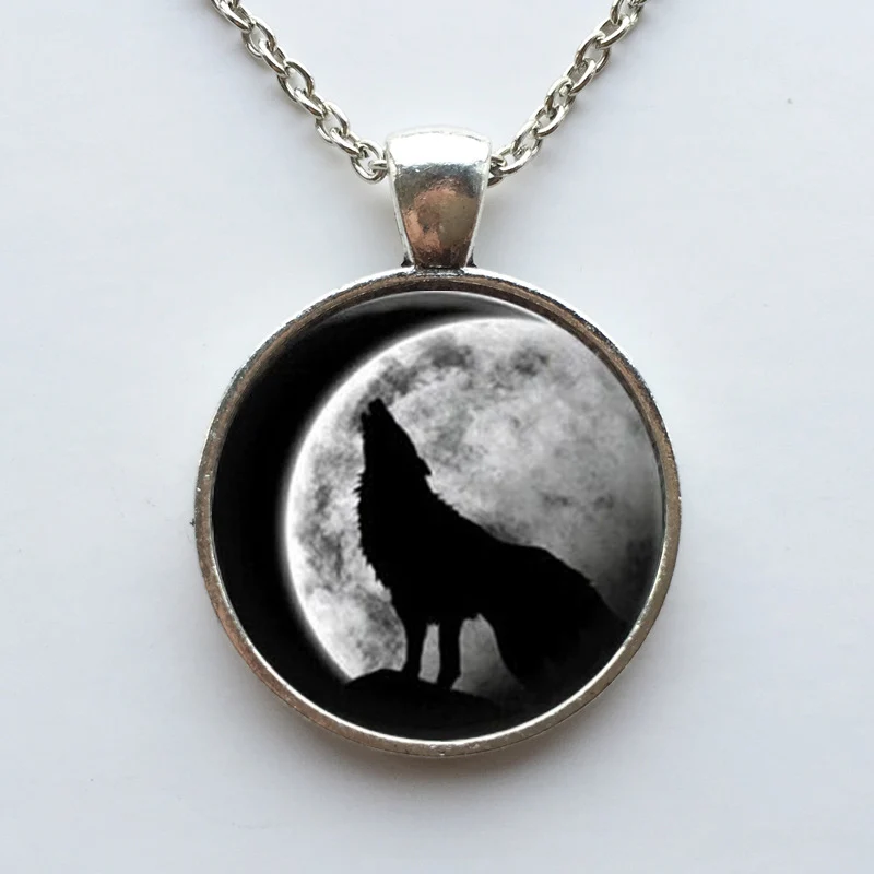 Старк волк винтажная луна стекло фотография ожерелье женские и мужские