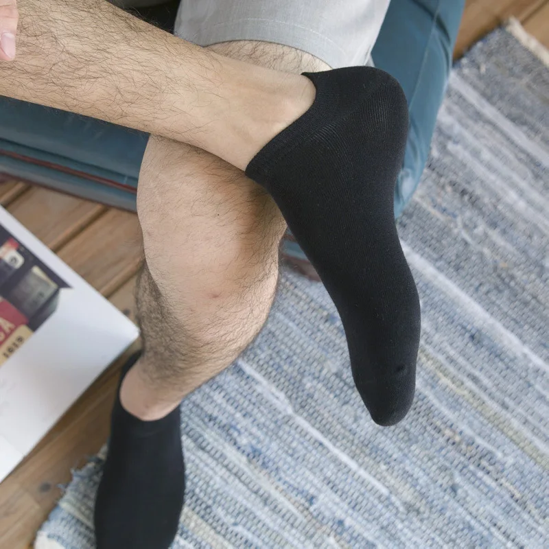 Модные носки-башмачки мужские классические однотонные хлопковые дезодорирующие