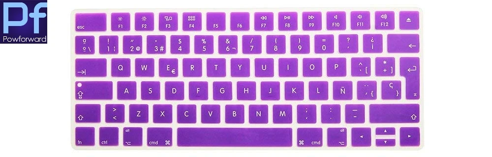 Purple Испанская испанская клавиатура с буквенным языком, силиконовый чехол для Apple Magic Keyboard(MLA22LL/A), Европейская/ISO раскладка клавиатуры - Цвет: Purple