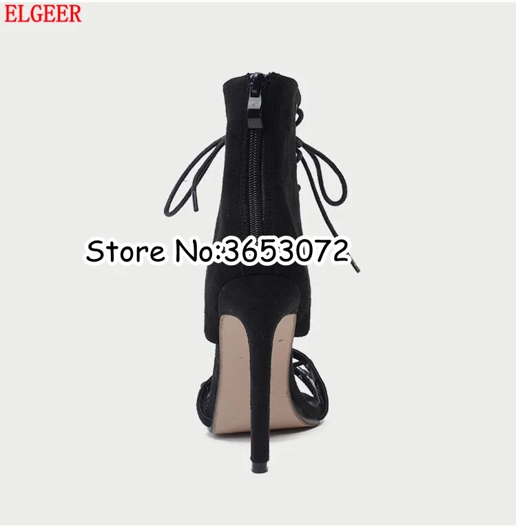 Черные пикантные повседневные модельные босоножки на шпильках с открытым носком