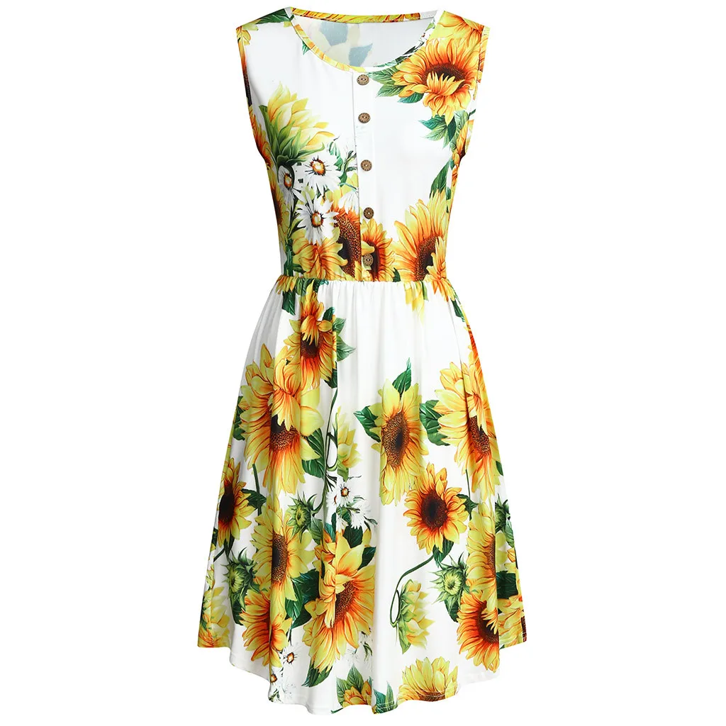 Женское платье с о-вырезом повседневное мини-платье карманами без рукавов на