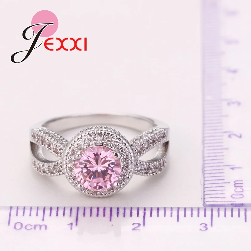 

Fashion Bridal Jewelry 2020 Luxury Pink CZ 925 Sterling Silver Wedding Engagement Rings For Women