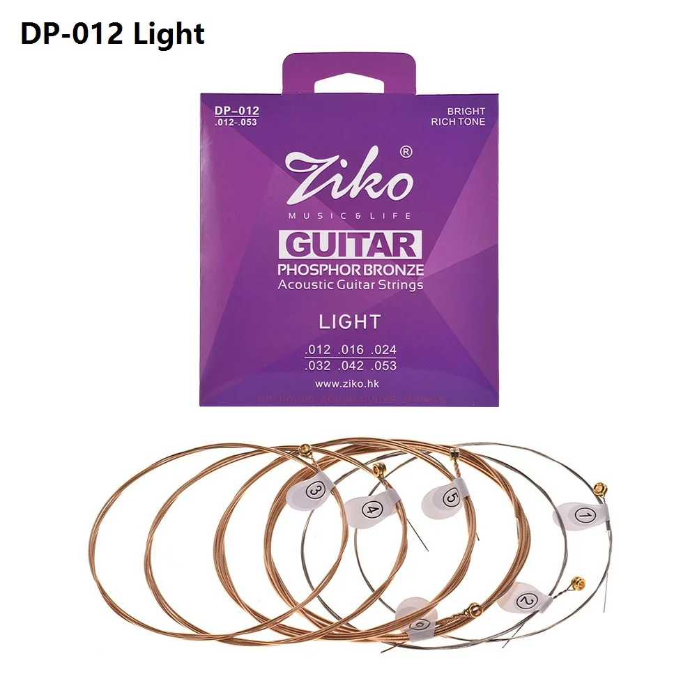 DP-012 Light ZIKO DP-012 светильник акустические гитарные струны шестигранный сплав проволока Фосфорная бронза Рана Коррозионностойкие 6 струн набор - Цвет: DP-012 Light