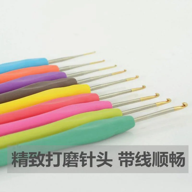 

9 PCS/Set Colorful Knitting Needles TPR Soft Rubber Handle Aluminum Crochet Hooks For Knit DIY Craft Loom Tool Weaving Kit Plait