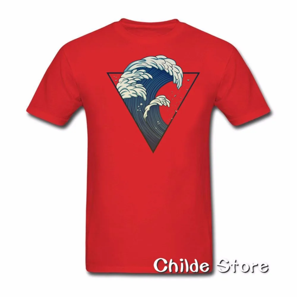 2018 летняя футболка с круглым вырезом и принтом треугольника горы моря