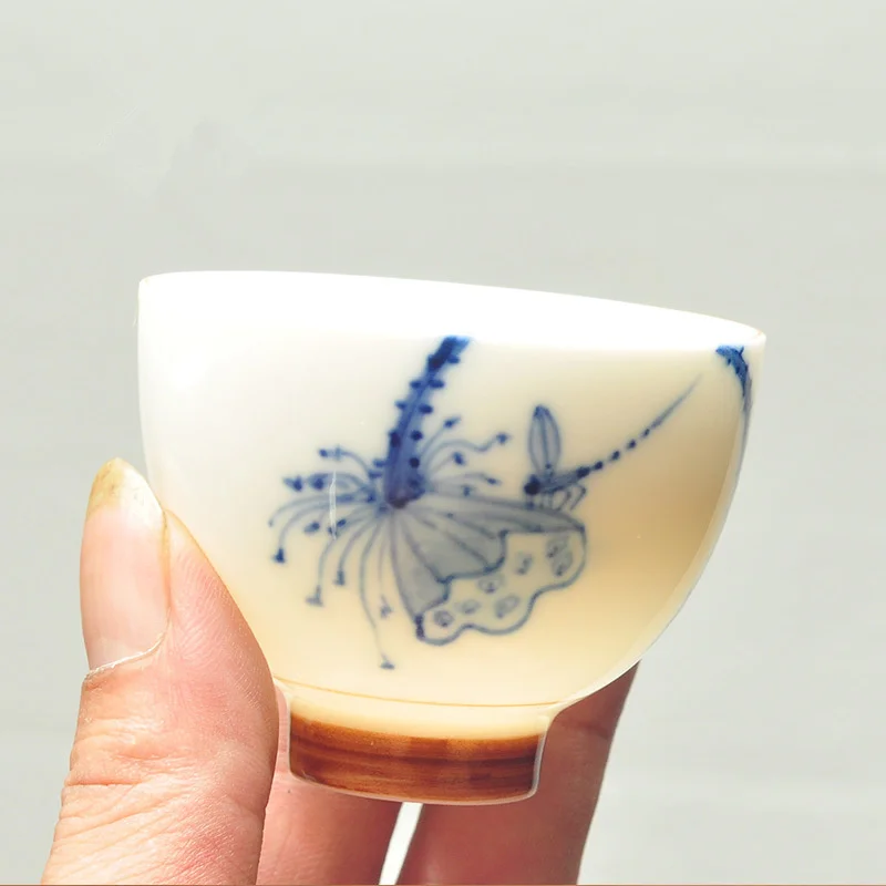 Китайская керамика белая фарфоровая чайная чашка ручная роспись кунг-фу