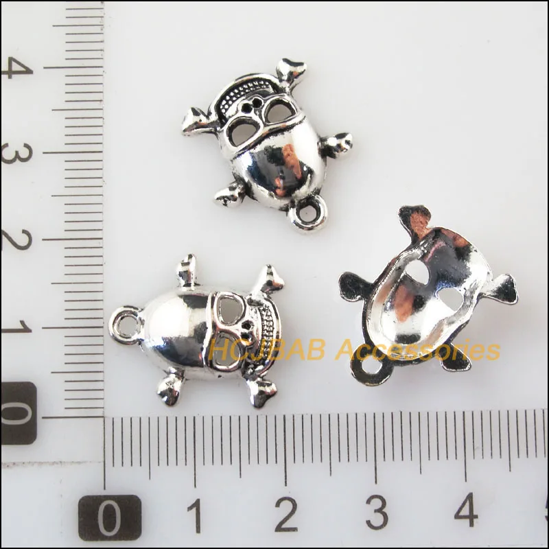 Мода 16 шт. Тибетский серебристый цвет Хэллоуин Подвески черепа 17.5x19.5mm|Шармы| |