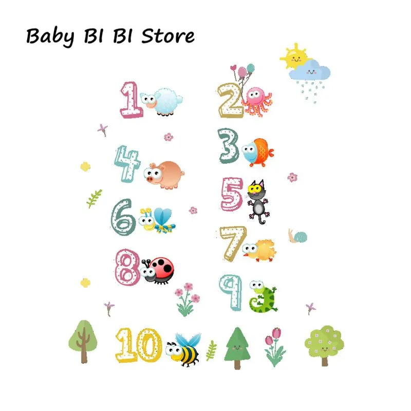 

Creative Number Cartoon Wall Sticker Children Room Kindergarten Classroom Early Education Self-adhesive Paper Mural Stickers