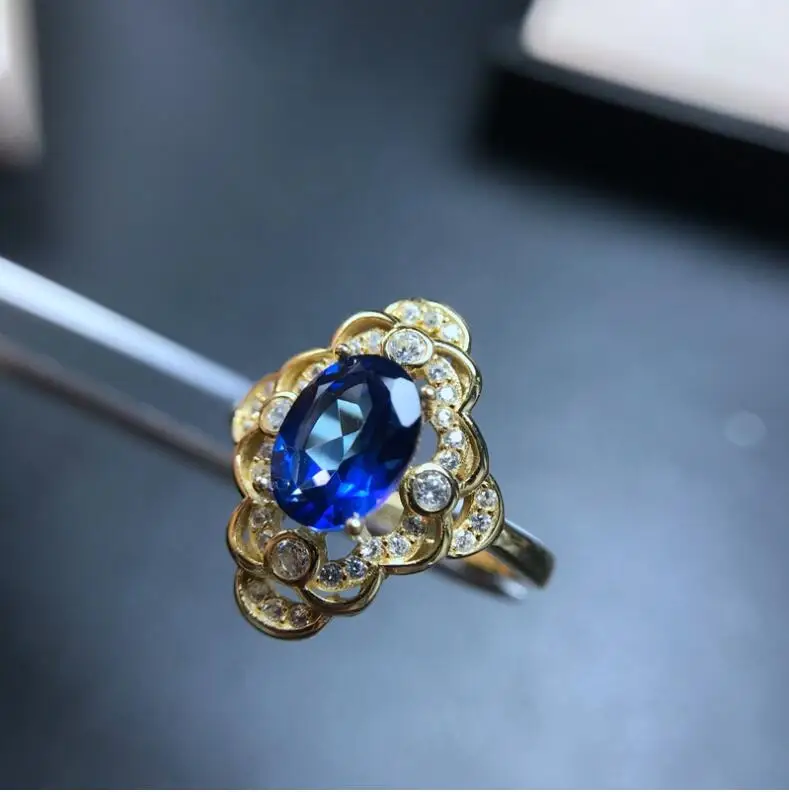 Topaz Ring gem Finger ring Natural real blue topaz 925 sterling silver Wholesales For men or women | Украшения и аксессуары