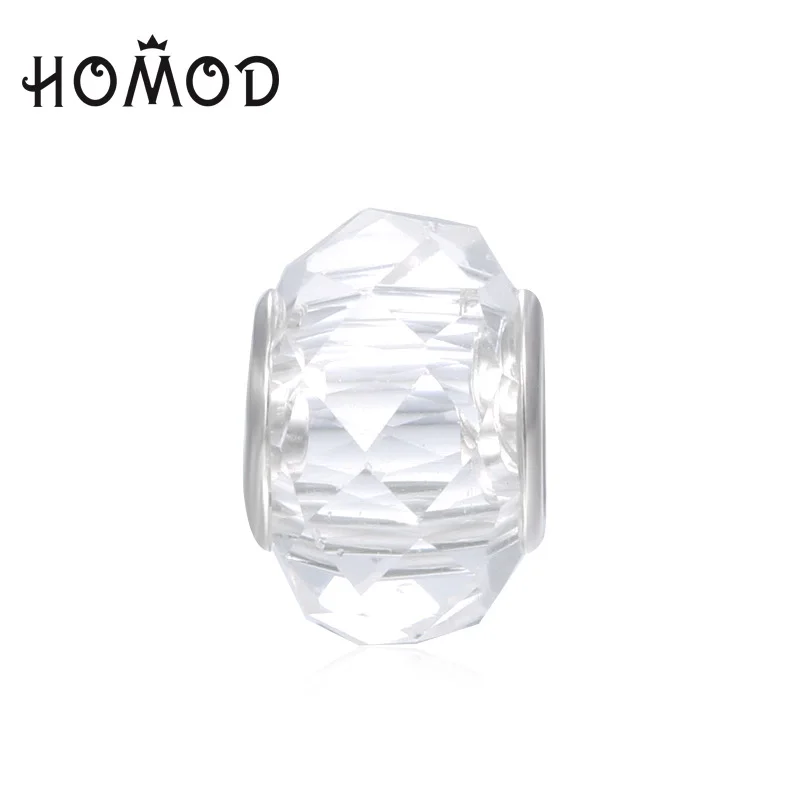 HOMOD 1 шт. с большим отверстием, 11 разноцветные хрустальные бусы, подходят для Pandora, многогранные секции, подвески, подходит для европейского бренда, очаровательный браслет, ювелирные изделия