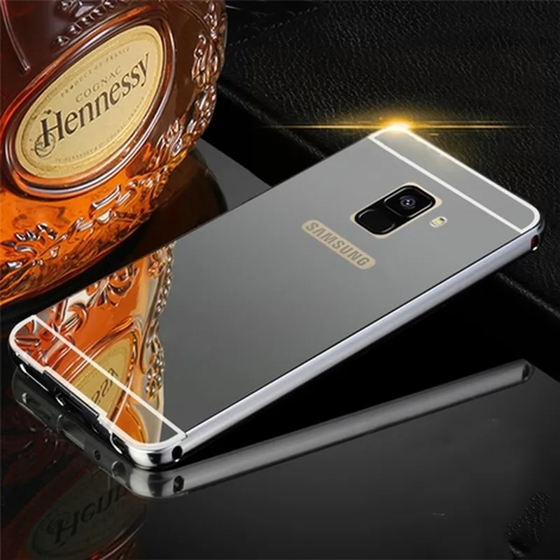 Для samsung A8 2018 A530 случае зеркало Алюминий металлический бампер акриловая задняя