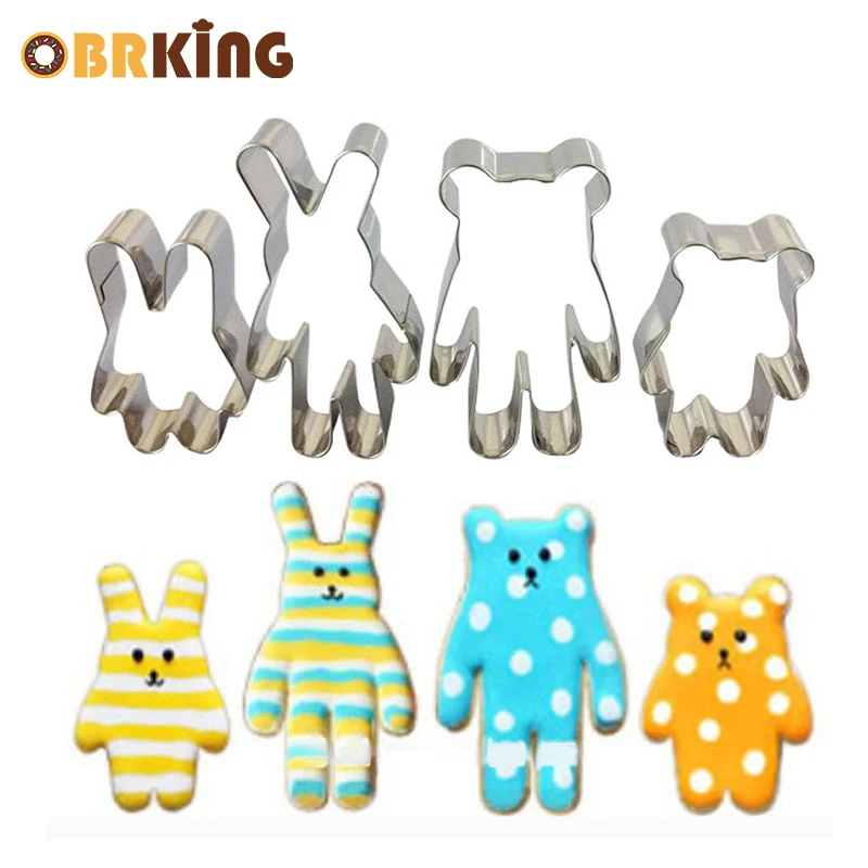 OBRKING 4 шт./компл. из нержавеющей стали медвежьи кроличьи формочки для выпечки