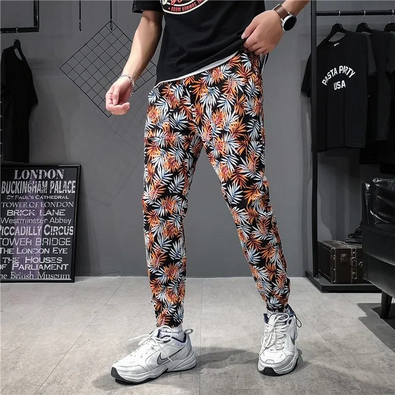 3 color Уличная одежда Харадзюку, хипстерские спортивные штаны в китайском стиле, летние штаны для бега, мужские шаровары-карго в стиле хип-хоп, модные повседневные брюки с цветочным принтом - Цвет: 3 color