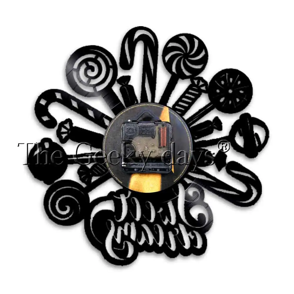Lollipops Candy Design Vinyl Record Wall Clock Sweet Dreams Art Kids Room Decor House Shop Decorative Clocks | Дом и сад