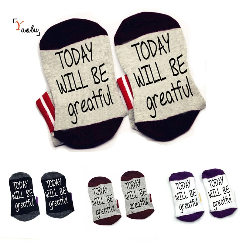 Today will be great socks хлопковые носки унисекс тапочки по щиколотку забавные с надписью