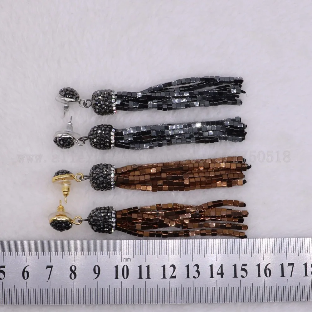 Длинные висячие серьги с кисточками 5 пар Разноцветные длинные бисером оптовая