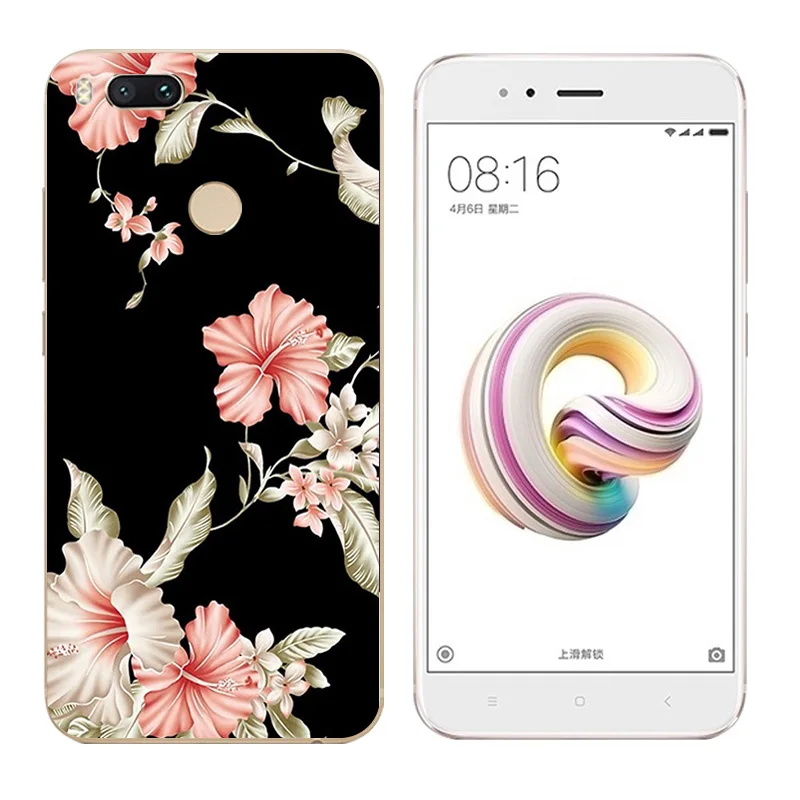 5.5&quot for Xiaomi Mi A1 / 5X Phone Cases TPU Cat Landscape Printing For Mi5X Back Black Matte Silicone Coque |