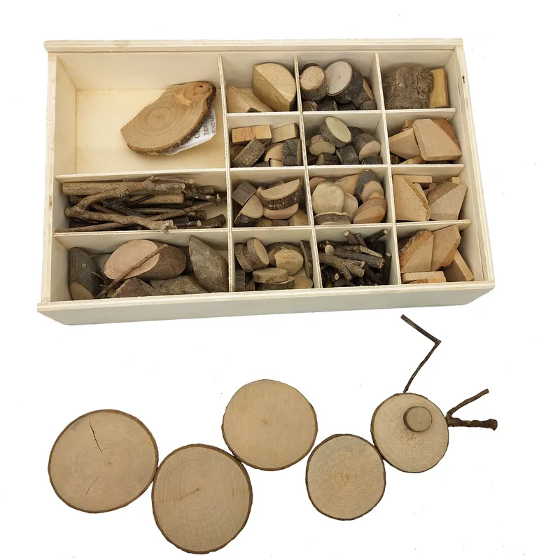 Logwood 30-50pcs Baby DIY Toy Nature Wood Art & Craft Handmade Create Wooden toy Educational Originality wood for Children Gift