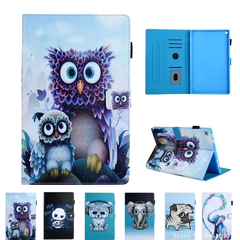 

Case For Amazon Kindle Fire HD 10 2017 7th Generation Cover Funda Tablet For Fire HD 10 2015 5th Animal Painted Stand Shell Skin