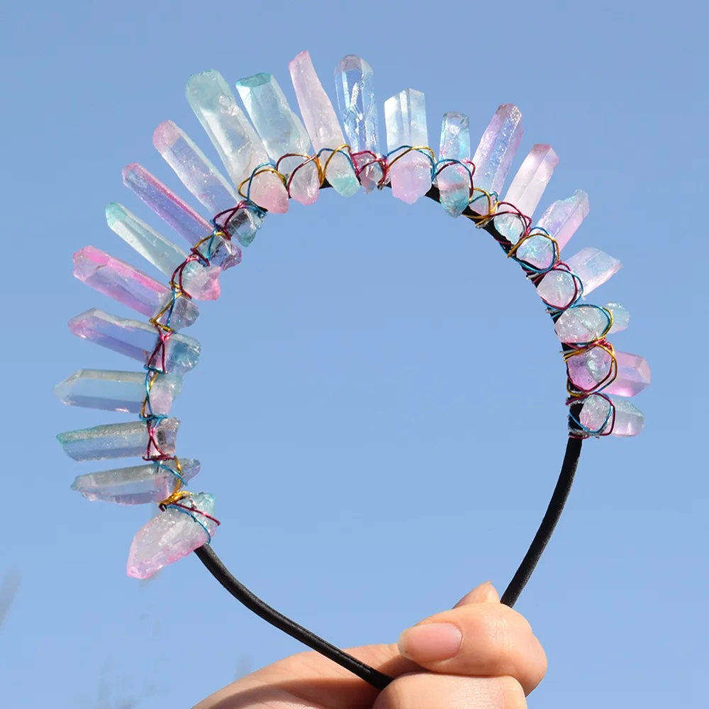 Raw Crystal Headpiece Quartz Tiara Mermaid Crown Wedding Bridal Headband Headdress | Hair Claw