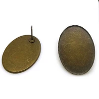 20pcs ancient bronze stud earring with 101413181825mm oval blank base tray diy earring jewelry findings