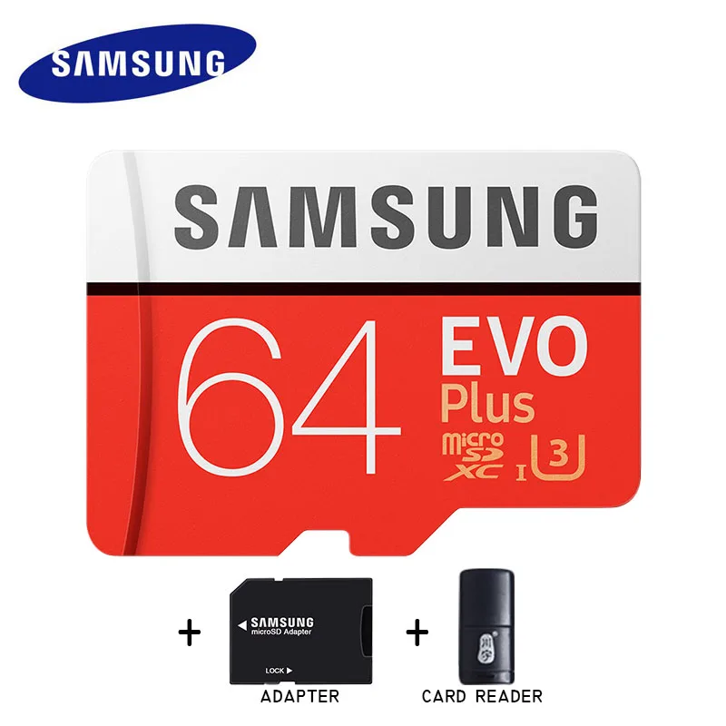 64GB and reader Высокоскоростная карта памяти SAMSUNG EVO 16 ГБ 32 ГБ 64 Гб 128 ГБ SDHC SDXC TF флэш-карта Micro SD карты UHS-I класс 10 C10 U3 - Емкость: 64GB and reader