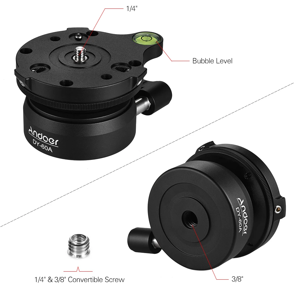 Штатив Andoer для зеркальных камер Canon Nikon Sony 15 градусов|ball head|leveling basetripod leveling base |