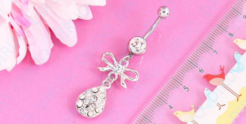 Кольцо для живота бант висячий модный пирсинг тела ювелирные изделия Розничные