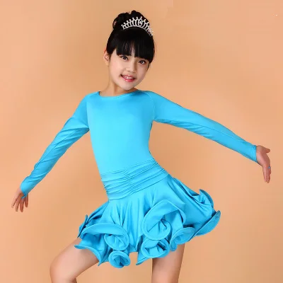 2016 детская одежда из спандекса с длинными рукавами для латинских тренировок