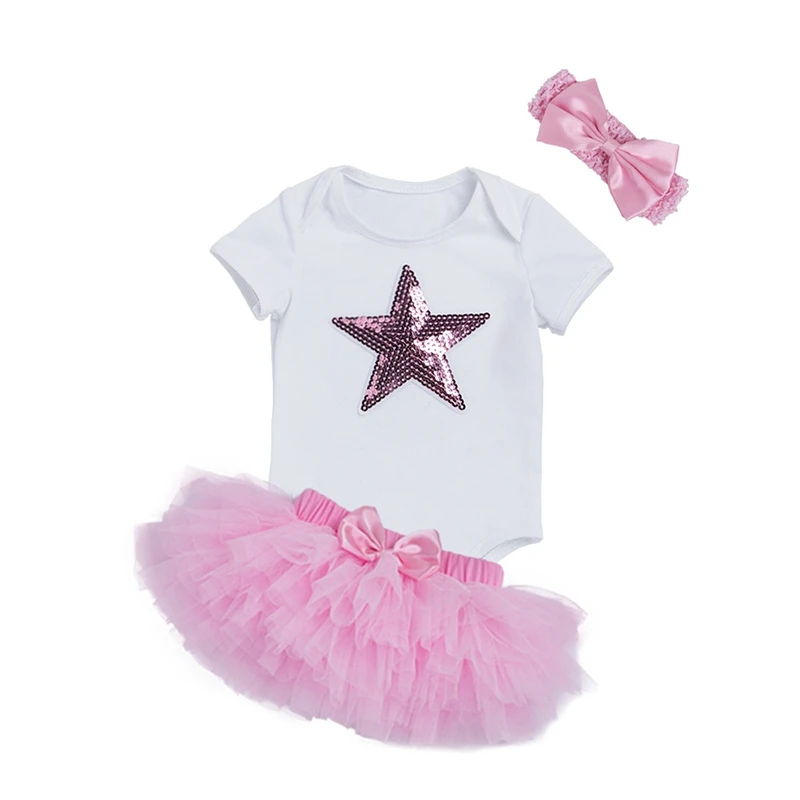 Комплект с юбкой пачкой для новорожденных на День рождения Летний Боди короткими