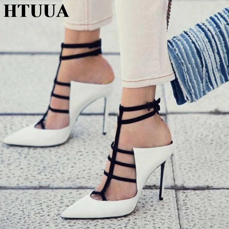 HTUUA/Новинка 2019 года сезон весна лето женские туфли лодочки модные черные сандалии