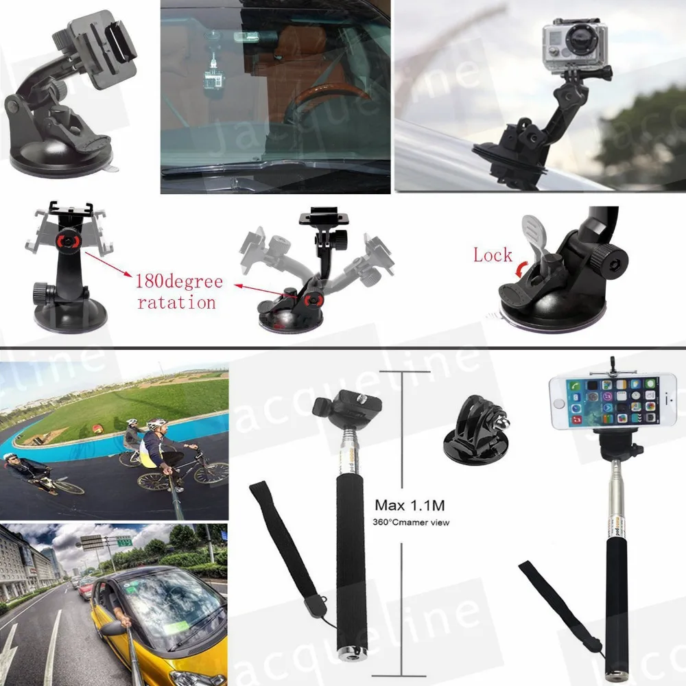 Жаклин для набора аксессуаров комплект Gopro HD hero 5 4 Session 3 + 2 SJCAM sj4000 sj5000 sj6000 EKEN H9R